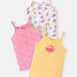 Babyhug 100% Cotton Sleeveless Slip Beach Print Pack of 3 - Multicolour-image-39