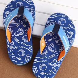 Cute Walk by Babyhug Vehicle Print Slip On Flip Flops- Blue-image-70