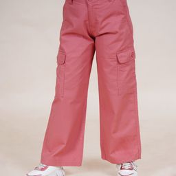 Kiddopanti Cotton Full Length Straight Fit Cargo Pant - Coral-image-55