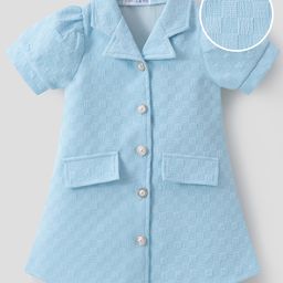 Mark & Mia Half Sleeves Textured Frock - Light Blue-image-81