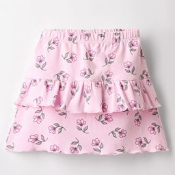 Tango Interlock Knit Knee Length Skirt With Floral Print - Pink-picture-42