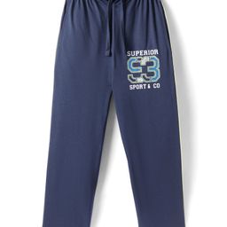 Taeko Single Jersey Knit Full Length Track Pants with Text Print - Navy Blue-picture-22