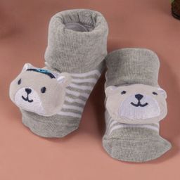 Yellow Bee Cotton Bear Designed Socks - Grey-image-60