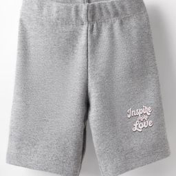 Evimo Single Jersey Knit Knee Length Shorts With Text Print - Grey-image-61