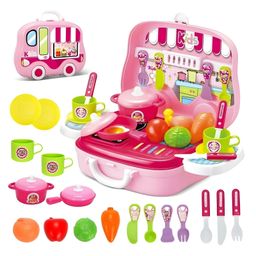 YAMAMA Role And Pretend Play Toys For Kids Portable Kitchen Play Set Suitcase, Plastic Kitchen Set for Kids Girl Pretend to Play Kitchen Cook Portable Suitcase Design, Pretend Play Kitchen Set - Multicolor-20