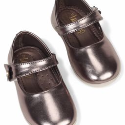 Lil Lollipop Metallic & Floral Applique Detailed With Velcro Closure Mary Jane Ballerinas -Gold-image-74