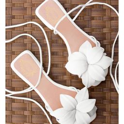 Shoetopia Floral Applique Detailed Tie Up Style Sandals - White-picture-20