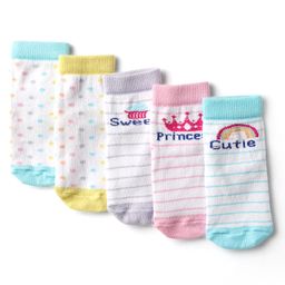 Cute Walk by Babyhug Knit Ankle Length Anti-bacterial Sock with Stripe Design Pack of 5 - Multicolor-image-95