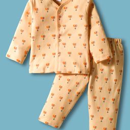 Tango Interlock Knit Full Sleeves Co-ords Night Suit with Balloon Print - Cream-picture-9