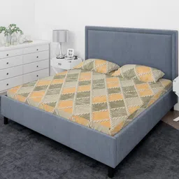 THE CONVERSION Green Printed Pure Cotton 210 TC Queen Bedsheet Set 2.28 m x 2.54 cm-image-4