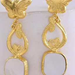 DressBerry Gold-Plated Artificial Stone Studded Animal Shaped Drop Earrings-29