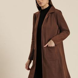 Qurvii Fleece Open Front Longline Overcoat image 3