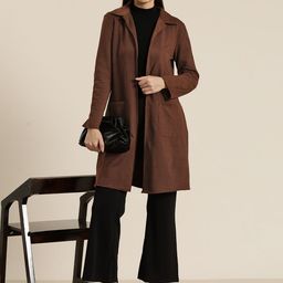 Qurvii Fleece Open Front Longline Overcoat image 5