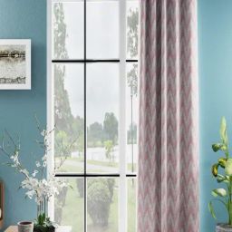 Bianca Jacquard Blackout Pink Faux Silk Eyelet Curtain (7 ft)-23