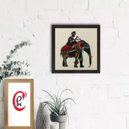 eCraftIndia Villager on Elephant Matt Textured UV Art Painting-image-72