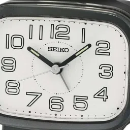SEIKO Black Plastic Classic Rectangular Bell Alarm Analog Lumibrite Table Clock image 2