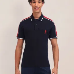 U.S. Polo Assn. Navy Cotton Slim Fit Logo Printed Polo T-Shirt-picture-45