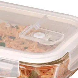 Femora Borosilicate Glass Rectangular Containers with Air Vent Lid (400 ml) - Set of 2 image 4