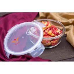 Femora Borosilicate Glass Round Storage Containers with Air Vent Lid (380 ml) - Set of 2 image 2