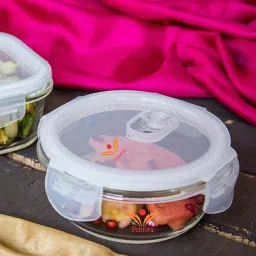 Femora Borosilicate Glass Round Storage Containers with Air Vent Lid (580 ml & 940 ml) - Set of 2 image 2