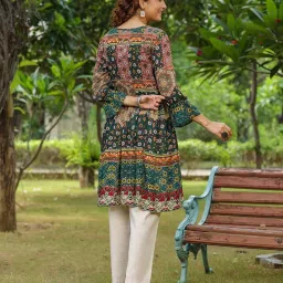 Rain and Rainbow Multicolor Printed A Line Kurta image 2