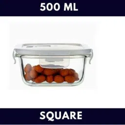 Femora Borosilicate Glass Square Container with Air Vent Lid (500 ml) - Set of 1 image 3