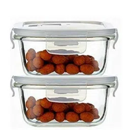 Femora Borosilicate Glass Square Containers with Air Vent Lid (300 ml) - Set of 2 image 1