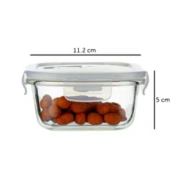 Femora Borosilicate Glass Square Containers with Air Vent Lid (300 ml) - Set of 2 image 2