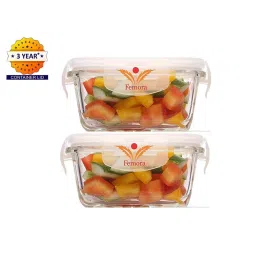 Femora Borosilicate Glass Square Containers with Air Vent Lid (300 ml) - Set of 2 image 3