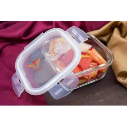 Femora Borosilicate Glass Square Containers with Air Vent Lid (300 ml) - Set of 2 image 4