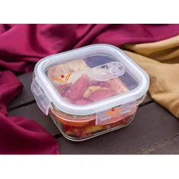 Femora Borosilicate Glass Square Container with Air Vent Lid (800 ml) - Set of 1 image 2