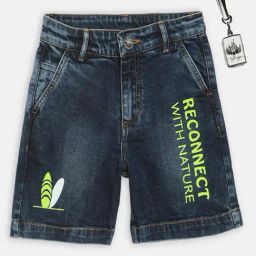 Blue Giraffe Kids Blue Cotton Washed Shorts-image-39