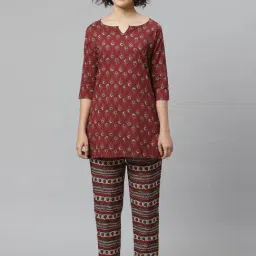 Anubhutee Brown Printed Kurti Pyjama Set-picture-34