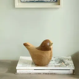 Ellementry 'Dovy' Brown Oak Wood Decorative Bird - Set of 1-7