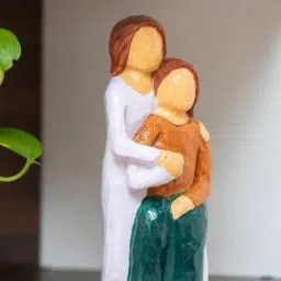 ExclusiveLane Hand-painted Multicolor Chedar Wood Love Above All Showpiece-22