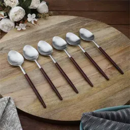 VarEesha Radiant Silver & Red Stainless Steel Spoons - Set of 6-2