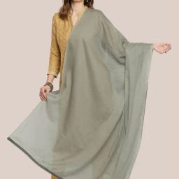 Dupatta Bazaar Khaki Green Cotton Dupatta-picture-18