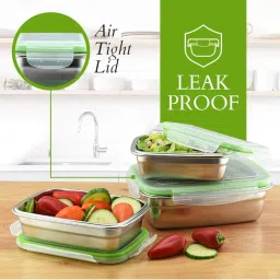 Femora High Steel Rectangular Lunch Box with Air Tight Lid (550 ml) - Set of 1 image 5