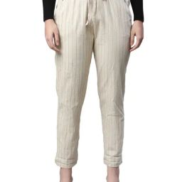 Global Republic Off-White Cotton Striped Pants-image-70