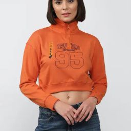 Forever 21 Rust Printed Crop Sweatshirt-picture-11