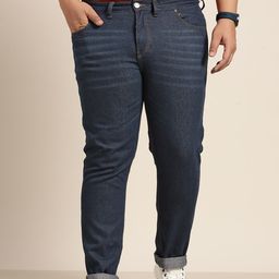 Sztori Men Plus Size Navy Blue Slim Tapered Fit Stretchable Jeans-14