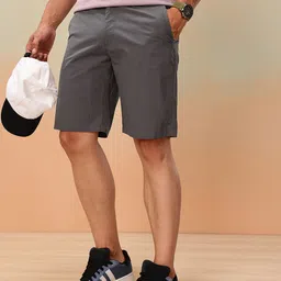 Mast & Harbour Men Solid Cotton Regular Fit Shorts-picture-2