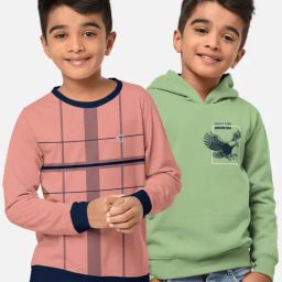HELLCAT Pink & Green Printed Full Sleeves T-Shirt (Pack Of 2)-image-42