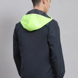 Rock.it Navy Regular Fit Colour Block Hooded Jacket image 2