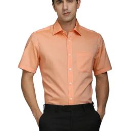 Louis Philippe Peach Cotton Regular Fit Shirt-image-82