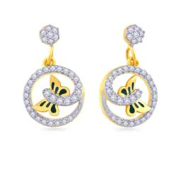 Malabar Gold and Diamonds BIS Hallmark 18k Yellow Gold Diamond Drop Earrings-3