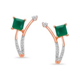 Mia By Tanishq Nature's Finest 14k Gold Blossoming Beauty Green Onyx Hoop Earrings-image-64