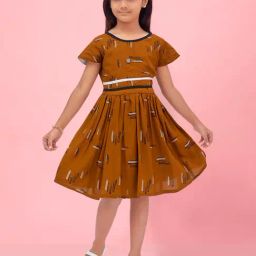 Aarika Kids Rust Printed Frock-image-90