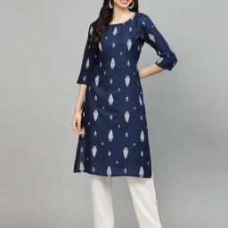 Stylum Navy Printed Straight Kurta-picture-13
