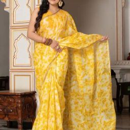 Indi Inside Yellow Printed Saree With Unstitched Blouse-picture-38